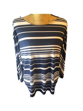 Easywear by Chico's Top Size 3 Blue White Striped